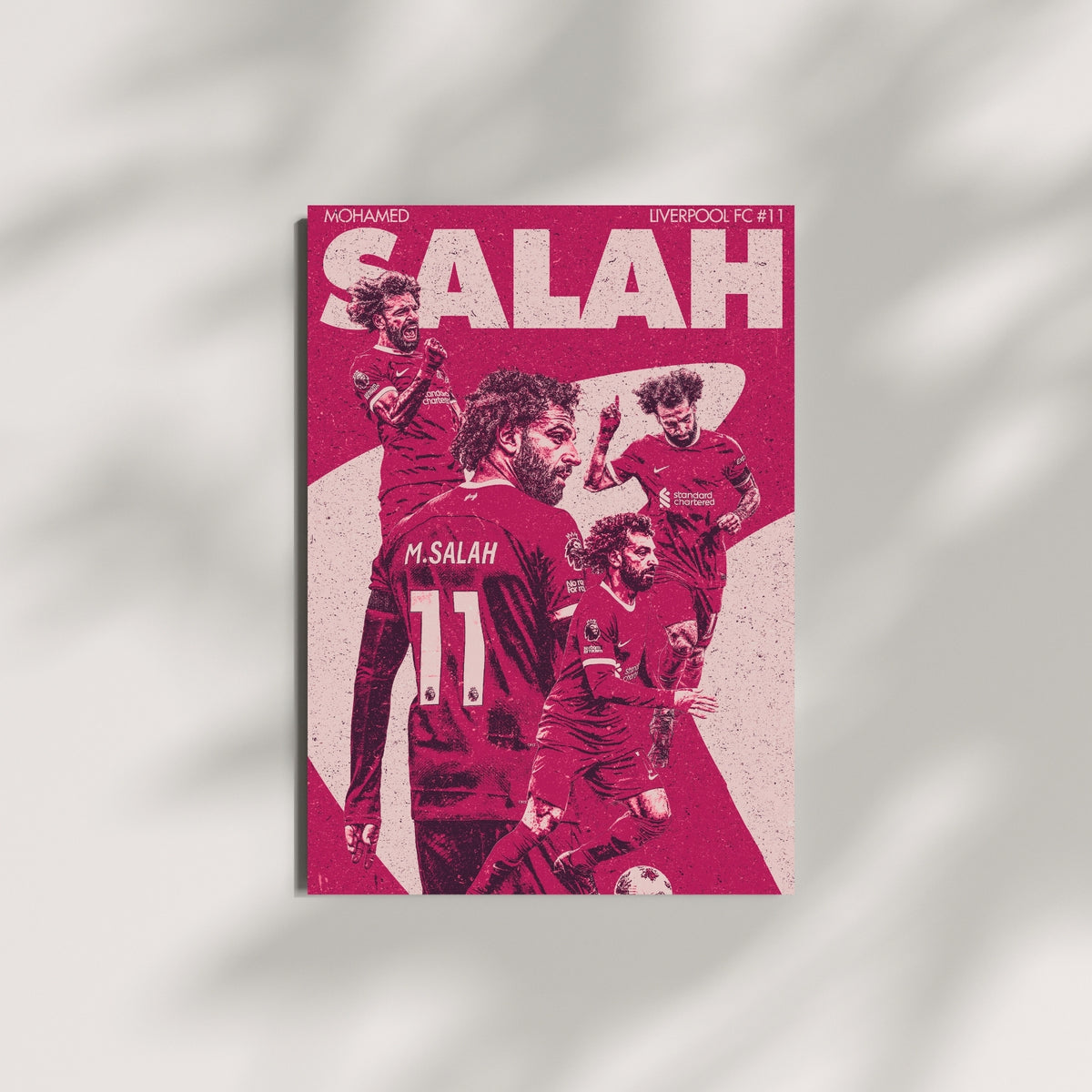 Mohamed Salah Liverpool wall art displayed against a minimalist wall