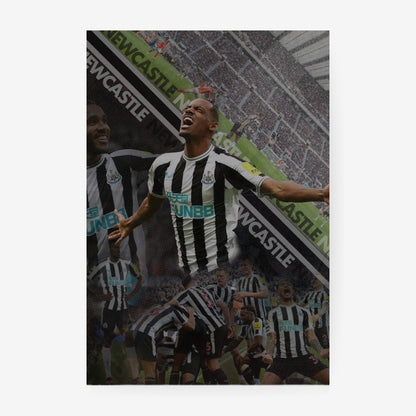 Newcastle United football poster featuring Alexander Isak and matchday celebrations