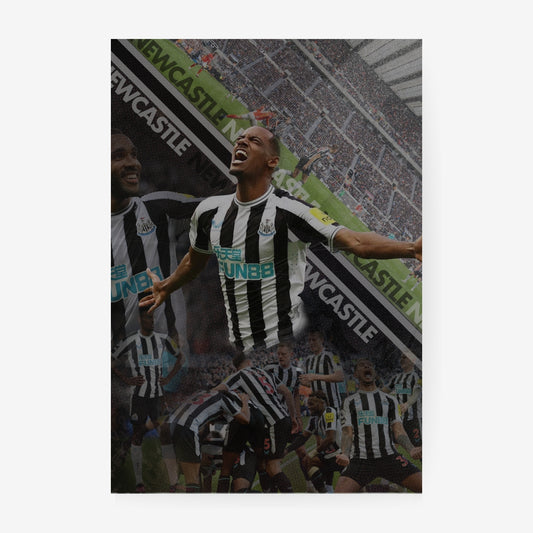 Newcastle United football poster featuring Alexander Isak and matchday celebrations