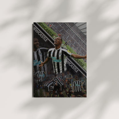 Newcastle United Alexander Isak football poster displayed on a minimalist wall