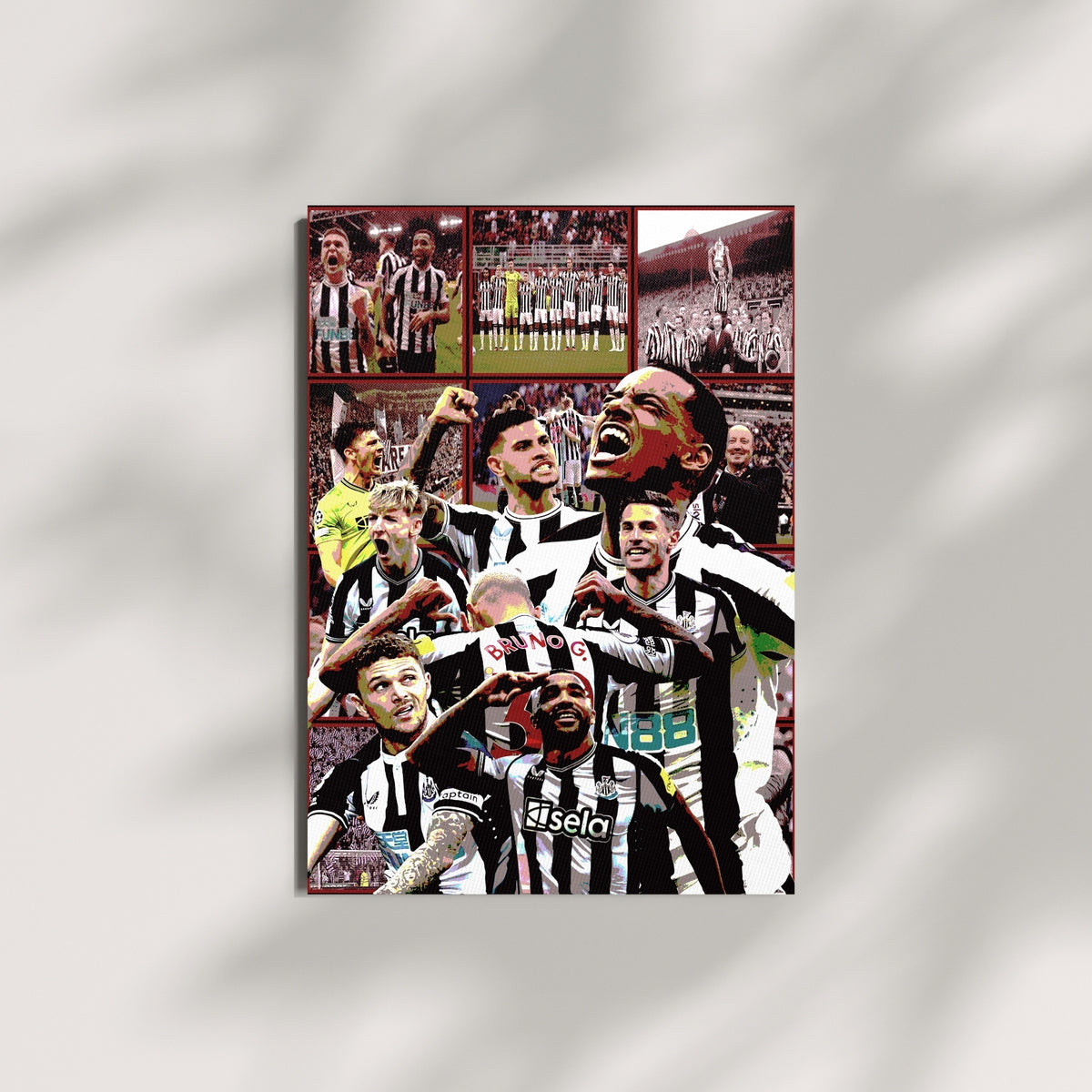 Newcastle United football poster displayed on a minimalist wall