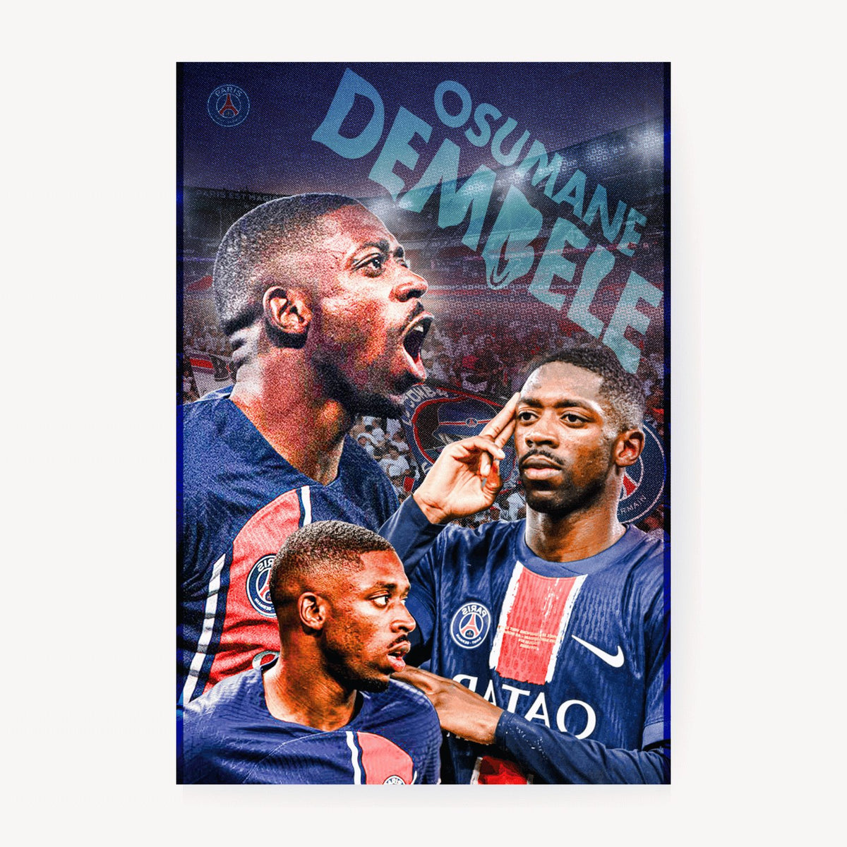 Minimalist Ousmane Dembélé Paris Saint-Germain football print without frame
