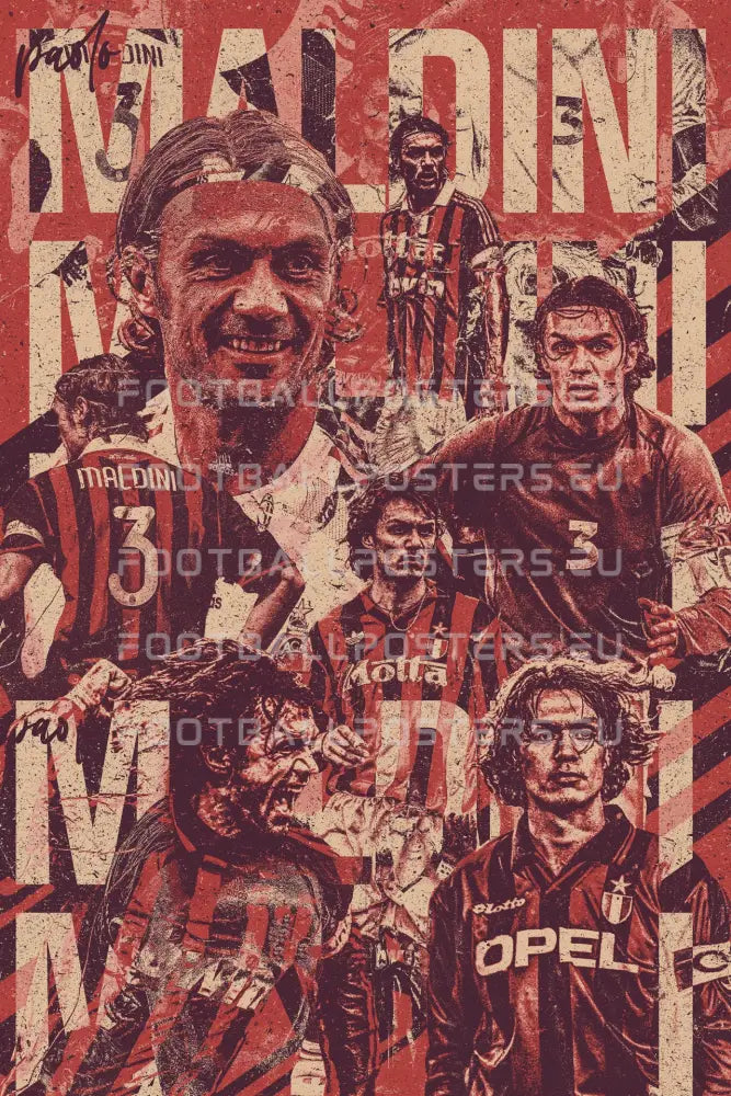 Paulo Maldini Icon Poster | AC Milan Legend | Football Art | Premium ...