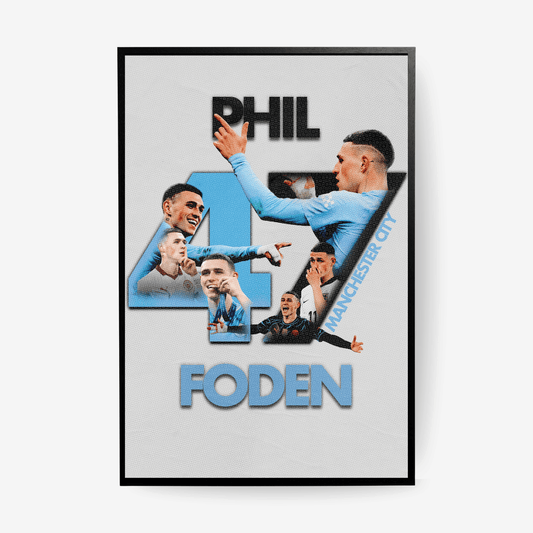 Phil Foden Manchester City poster framed white background football wall art modern design