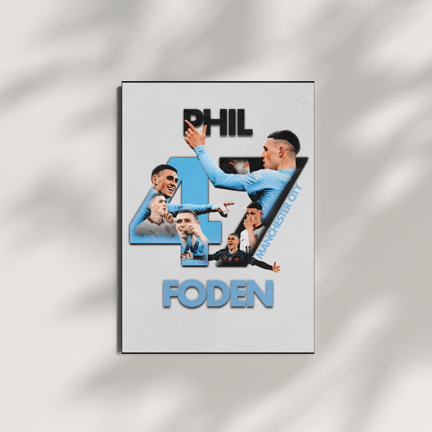 Phil Foden Manchester City poster shadow background modern football wall decor