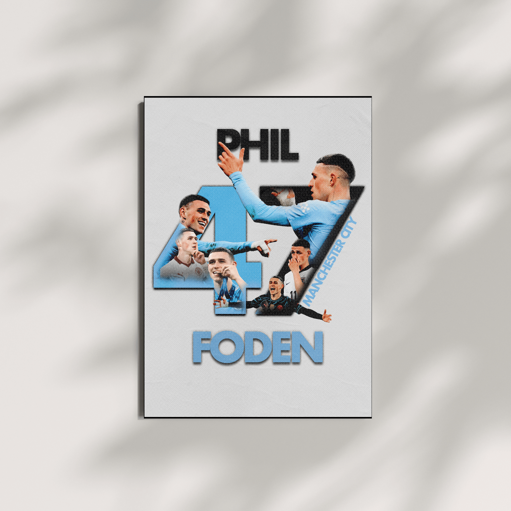 Phil Foden Manchester City poster shadow background modern football wall decor