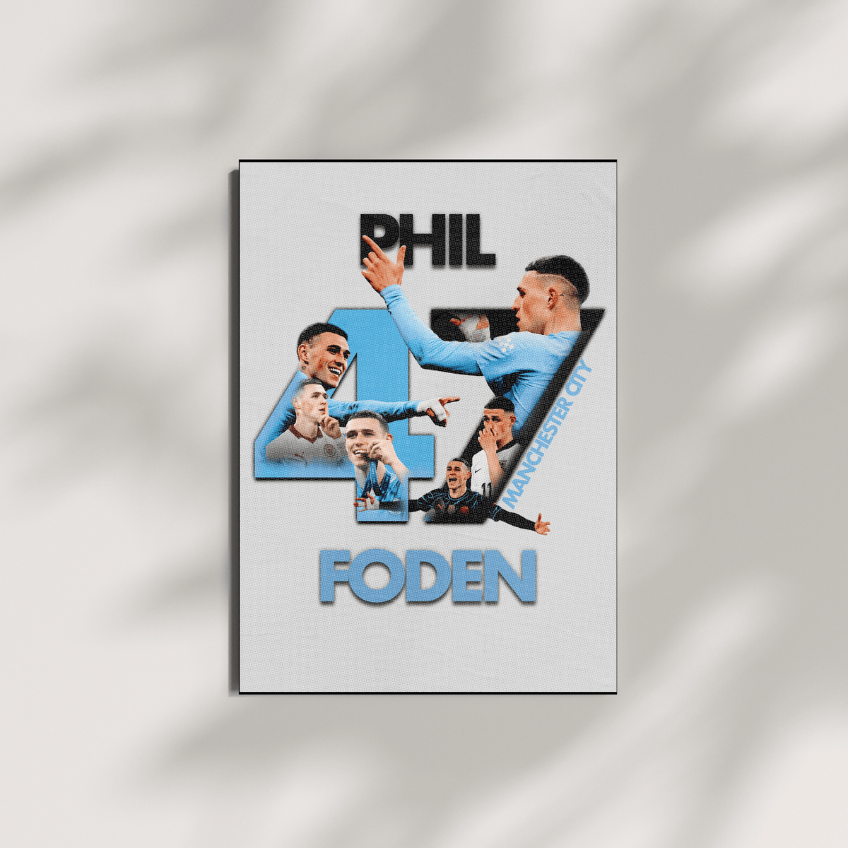 Phil Foden Manchester City poster shadow background modern football wall decor