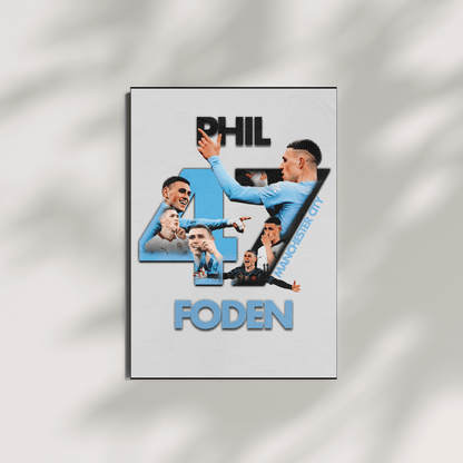 Phil Foden Manchester City poster shadow background modern football wall decor