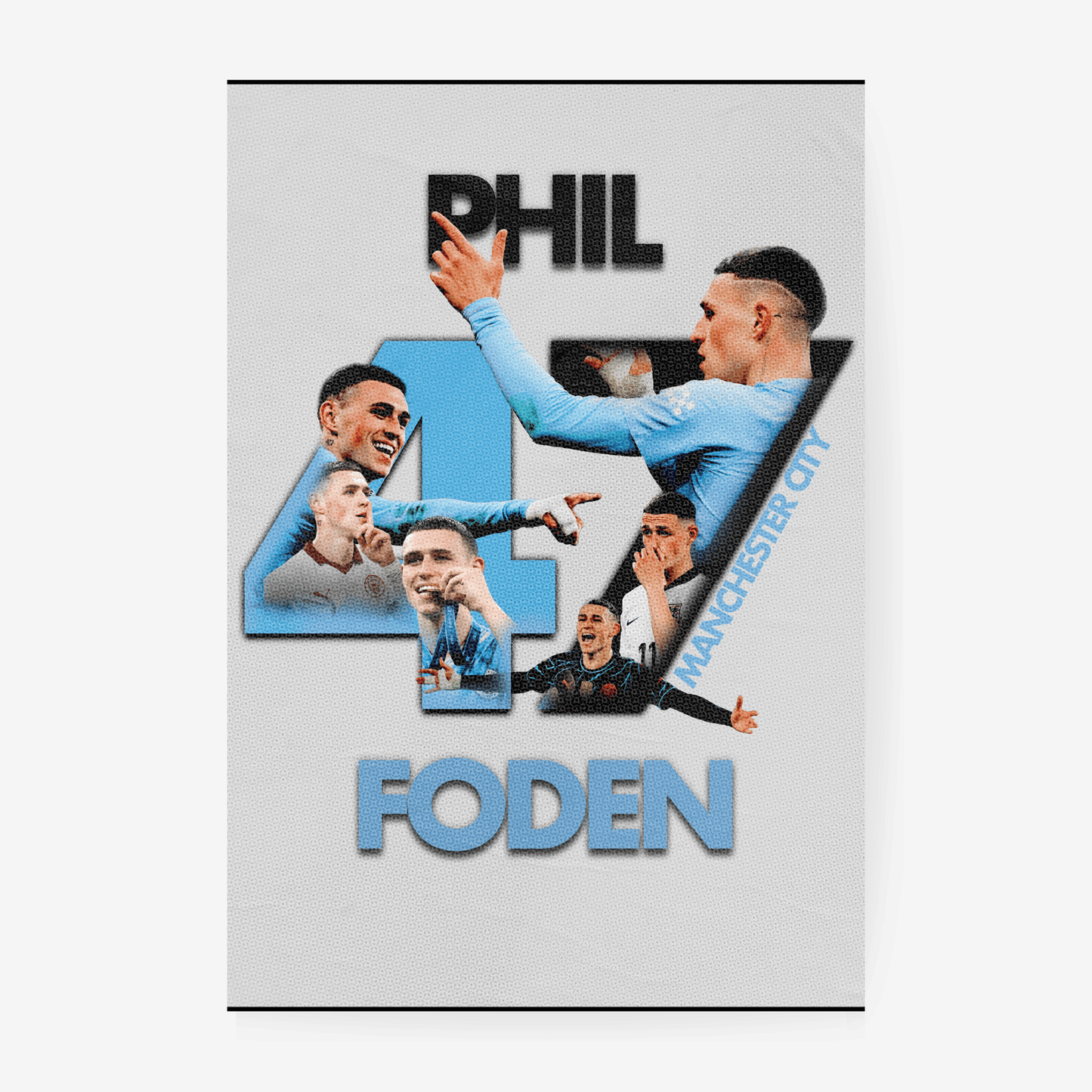 Phil Foden Manchester City poster white minimal design football player wall art