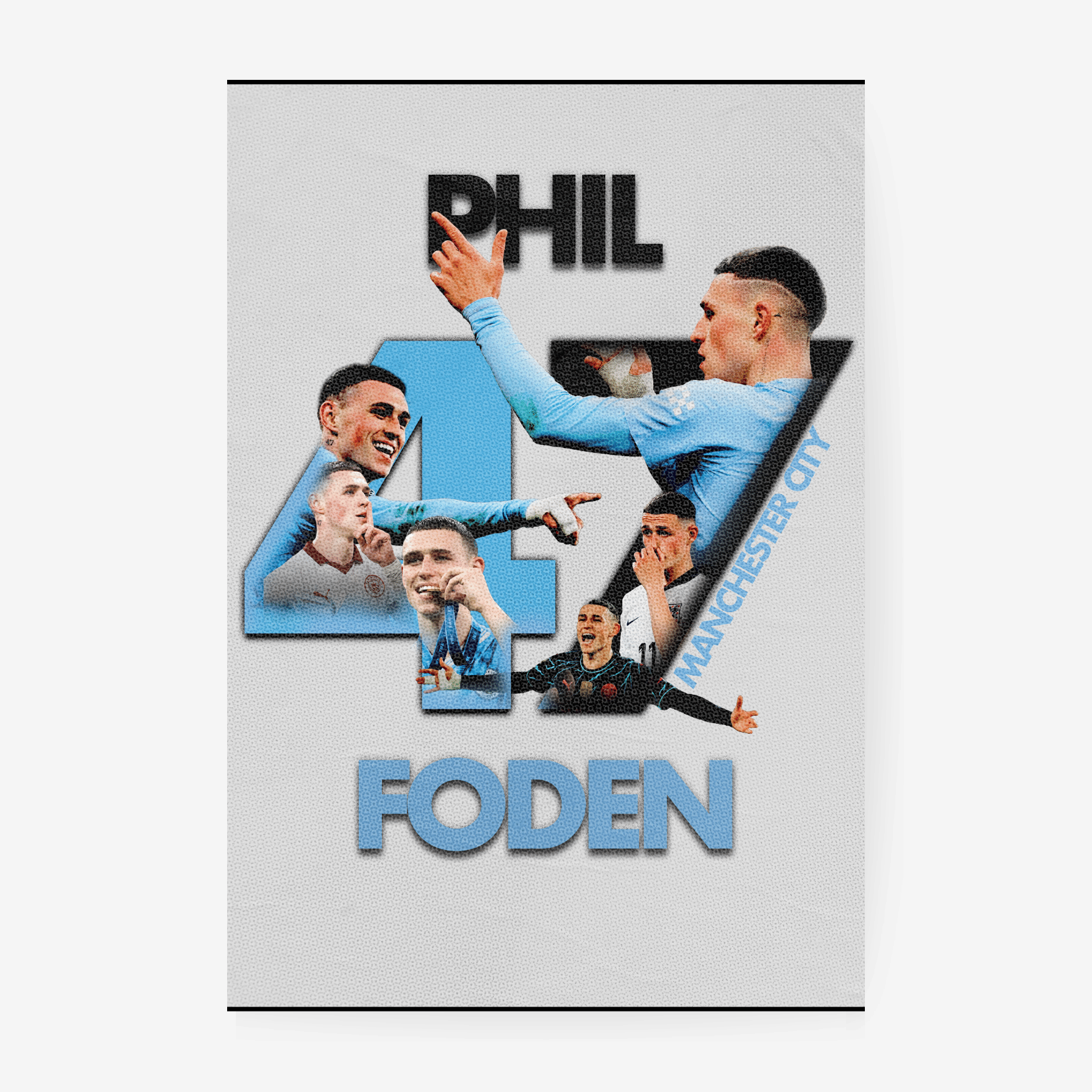 Phil Foden Manchester City poster white minimal design football player wall art