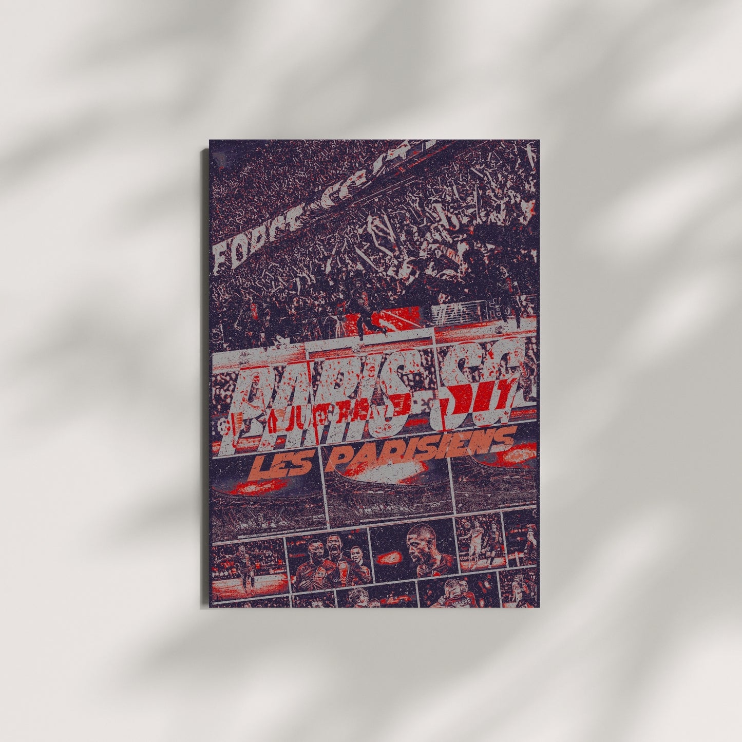 PSG Paris SG Les Parisiens poster displayed as red blue and white football wall art