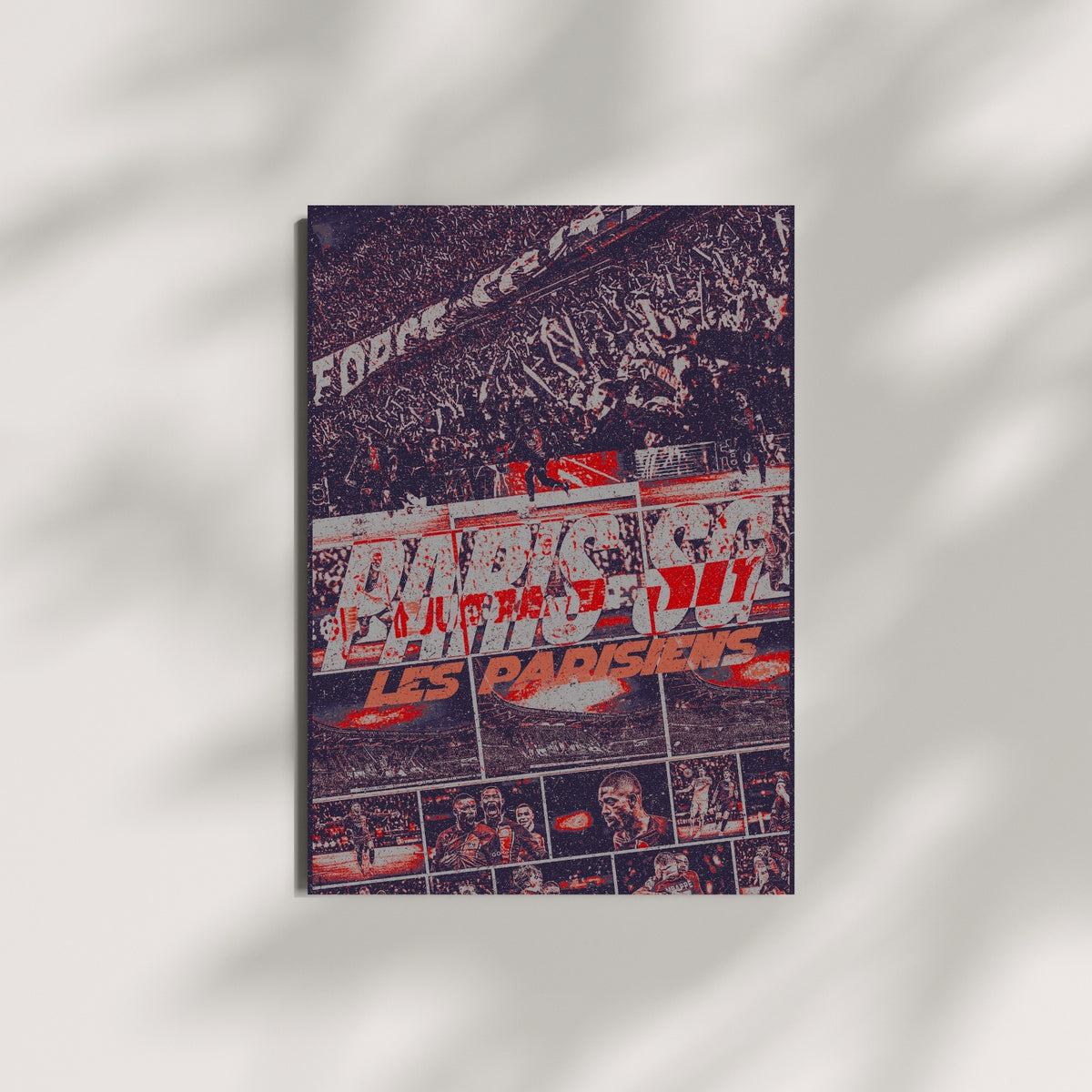 PSG Paris SG Les Parisiens poster displayed as red blue and white football wall art
