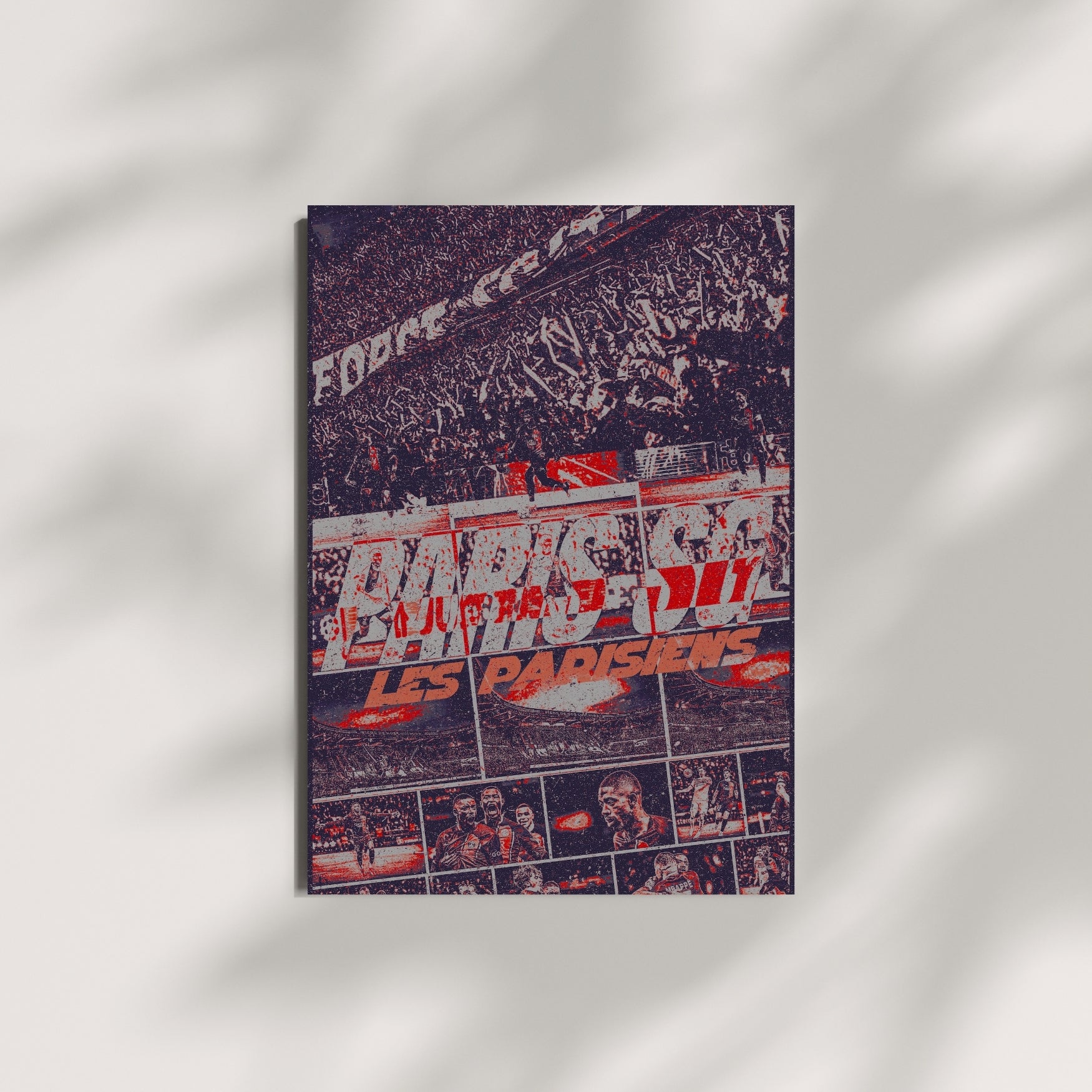 PSG Paris SG Les Parisiens poster displayed as red blue and white football wall art