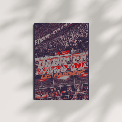 PSG Paris SG Les Parisiens poster displayed as red blue and white football wall art