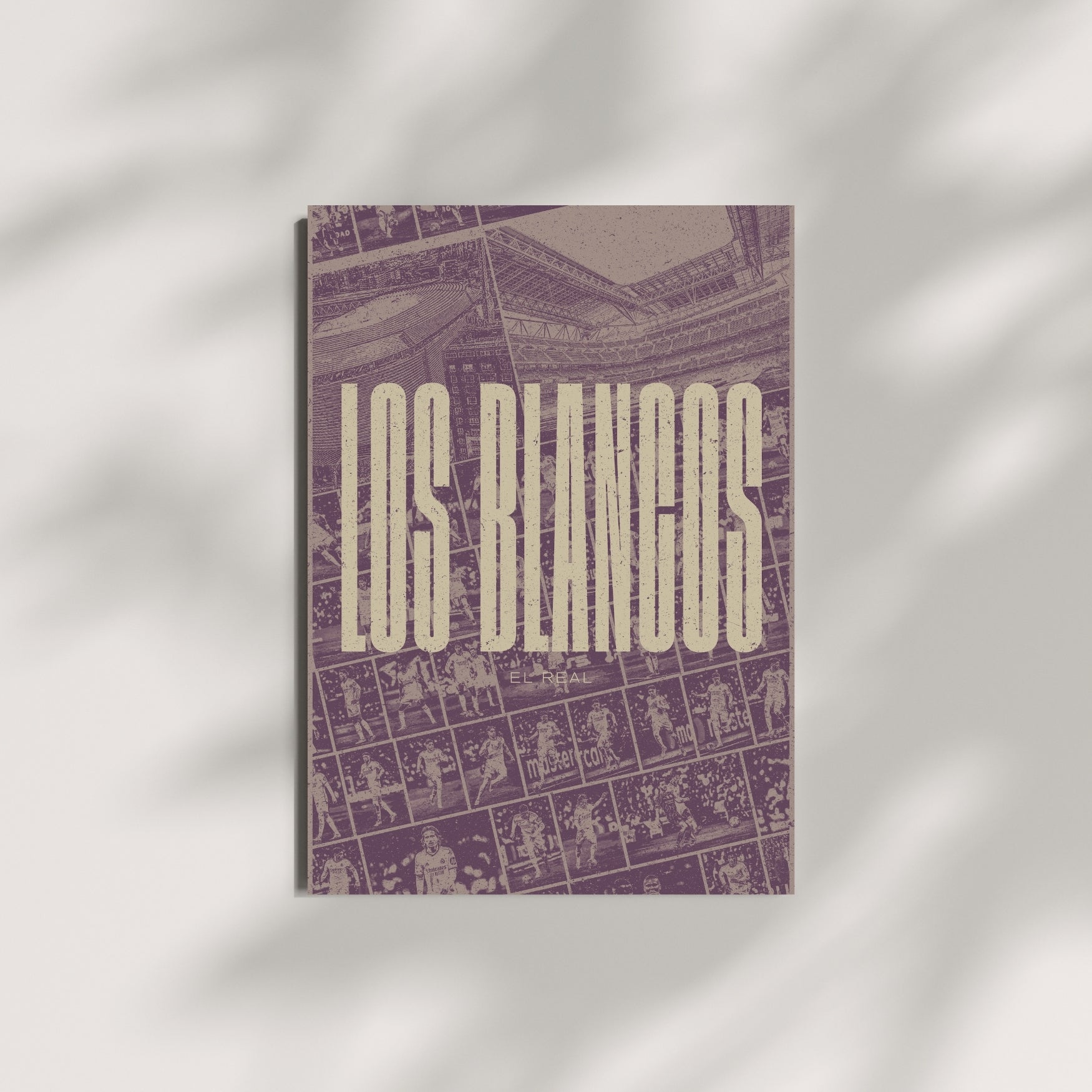 Real Madrid Los Blancos poster displayed as football wall art in a minimalist setting
