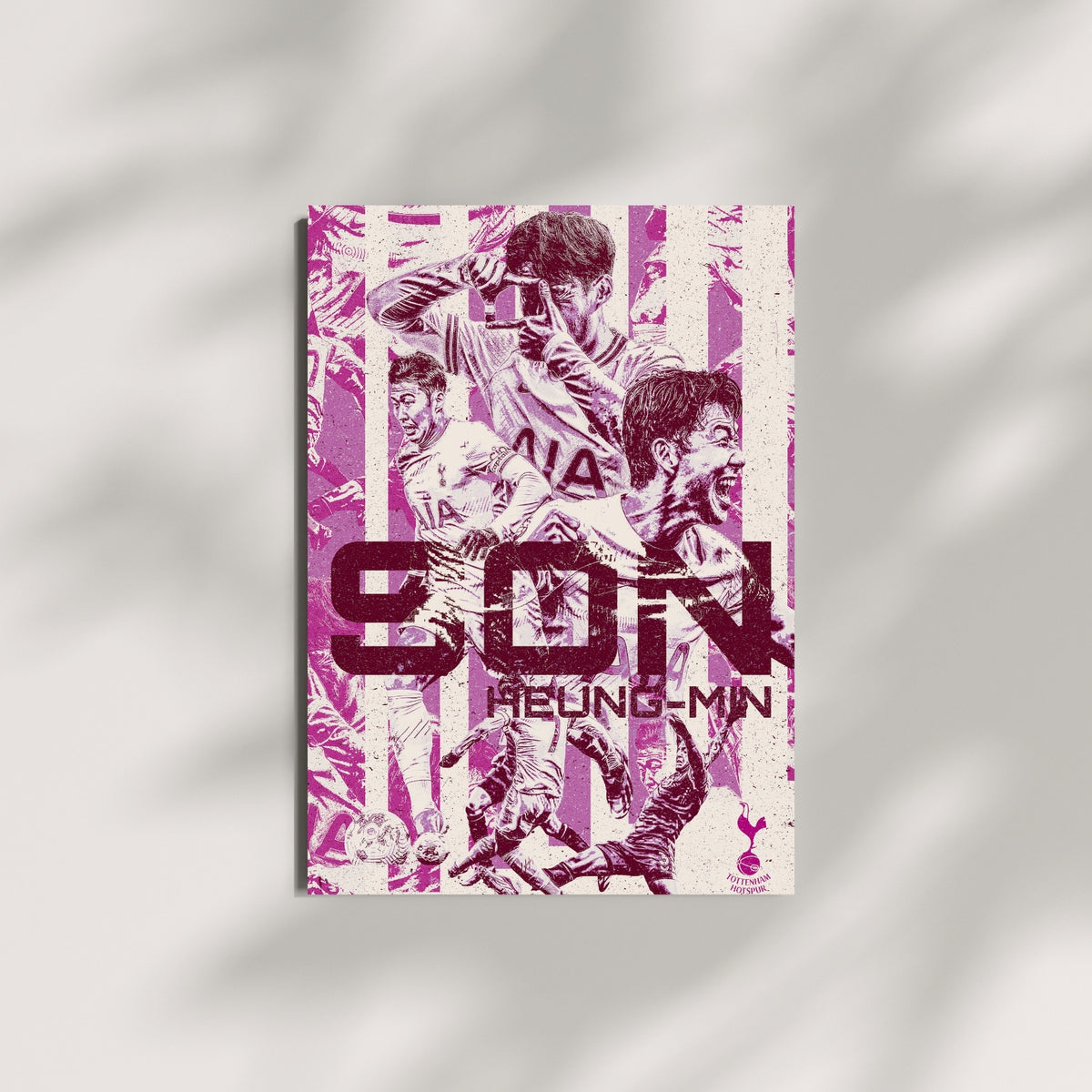 Son Heung-min Tottenham wall art displayed against a minimalist wall