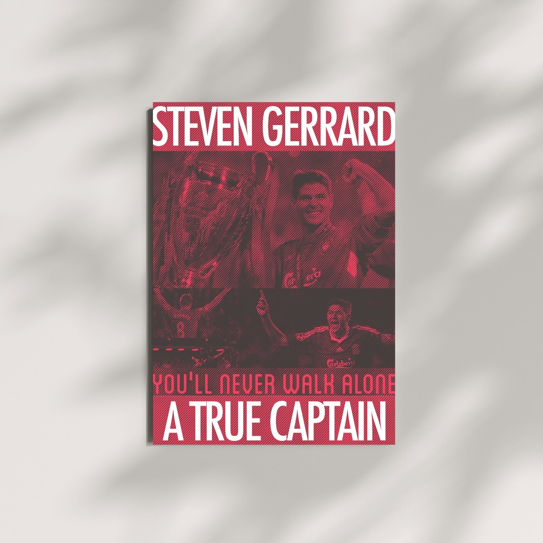 Steven Gerrard football wall art featuring a retro red Liverpool captain poster design