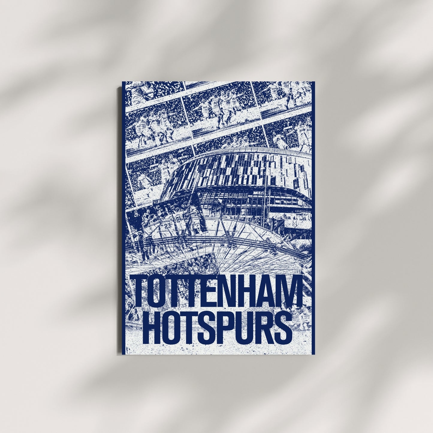 Tottenham Hotspur stadium wall art displayed against a minimalist wall