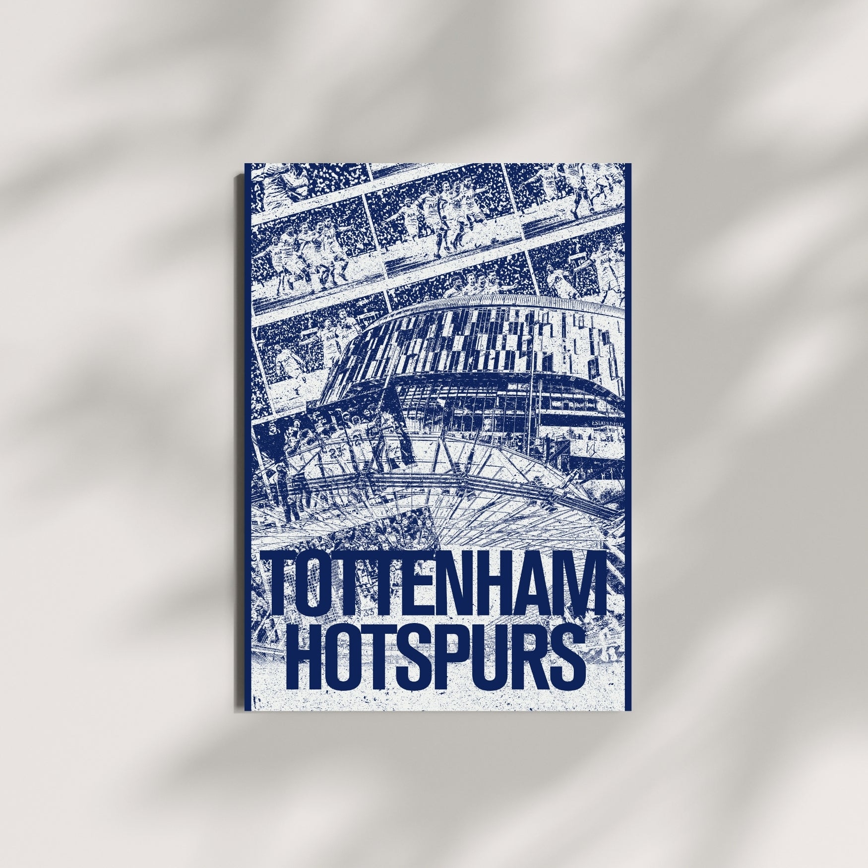 Tottenham Hotspur stadium wall art displayed against a minimalist wall
