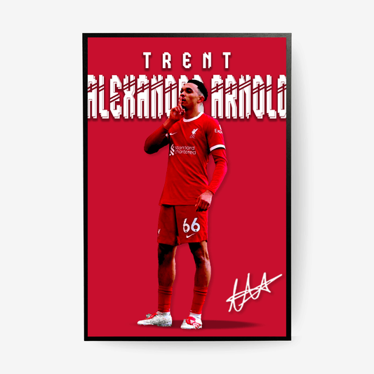 Trent Alexander-Arnold Liverpool poster framed red background football wall art modern design