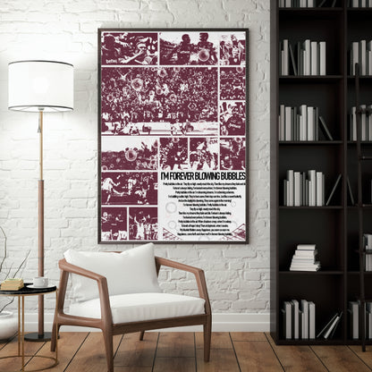 West Ham poster displayed as framed football wall art in a modern interior
