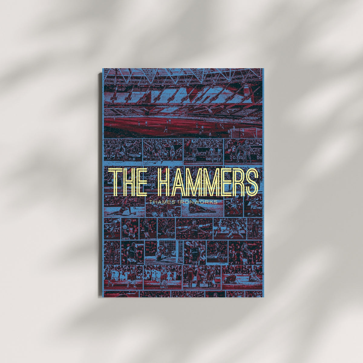 West Ham United football poster displayed as claret and blue football wall art