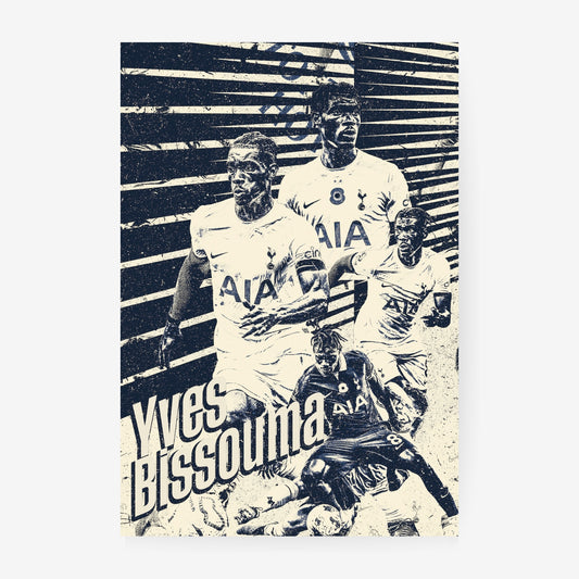 Yves Bissouma football poster featuring a navy and cream Tottenham Hotspur collage